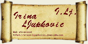 Irina LJupković vizit kartica